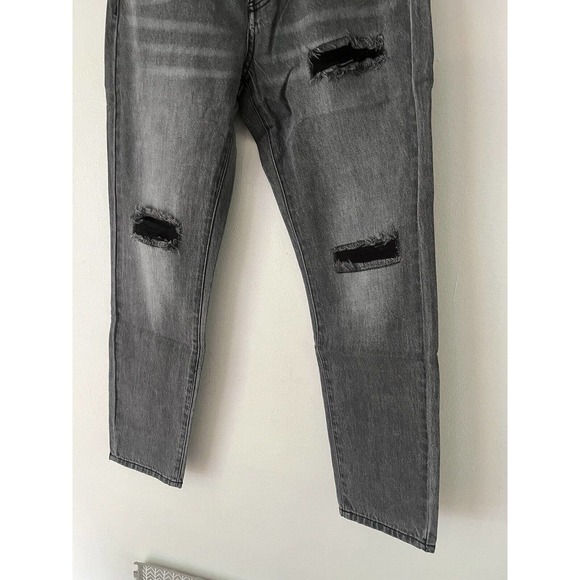 NWT Free People x Sandrine Rose Black Destroyed Rain Straight Leg Jeans Size 26 - Picture 4 of 8